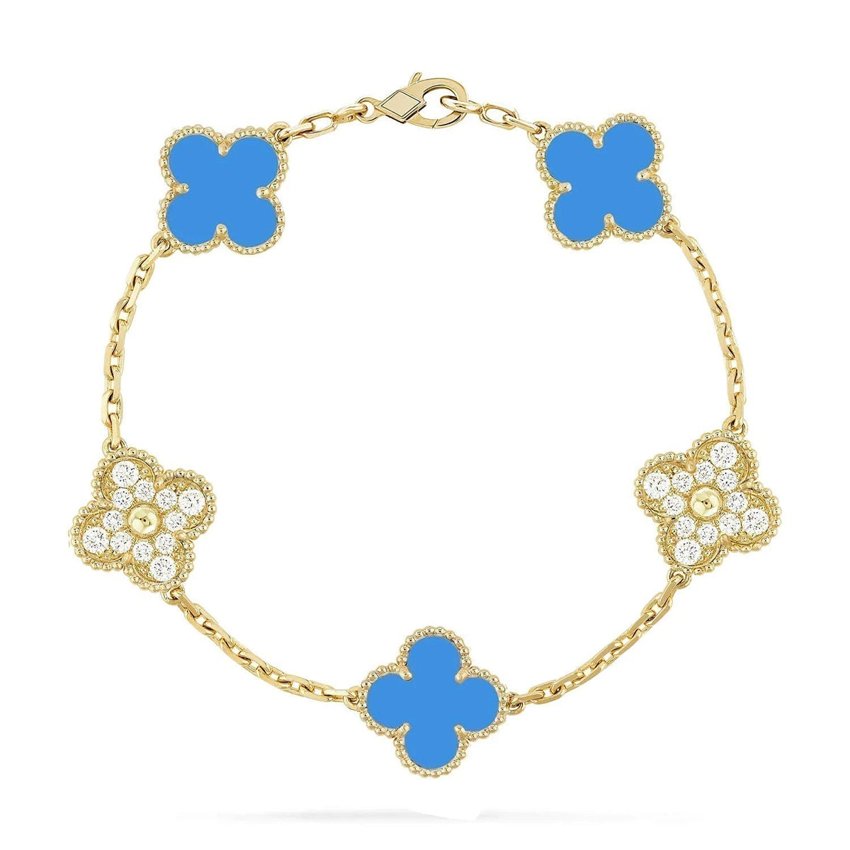 [Vintora] CLOVER 5 MOTIF BLUE AGATE BRACELET COLLECTION