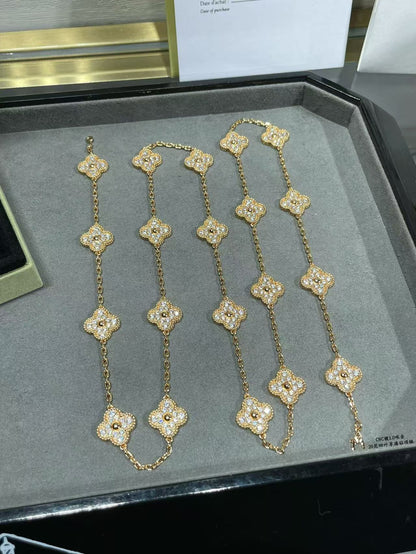 [Vintora]CLOVER 20 MOTIFS FULL-DIAMOND NECKLACE