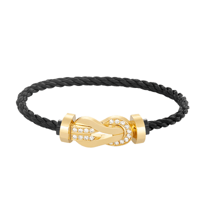[Vintora]CHANCE LARGE 8 FIGURE BUCKLE HALF DIAMOND BRACELET GOLD