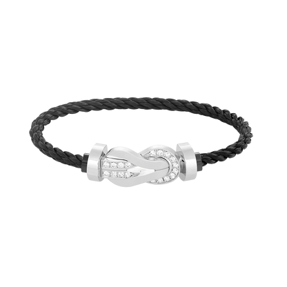 [Vintora]CHANCE LARGE 8 FIGURE BUCKLE HALF DIAMOND BRACELET SILVER