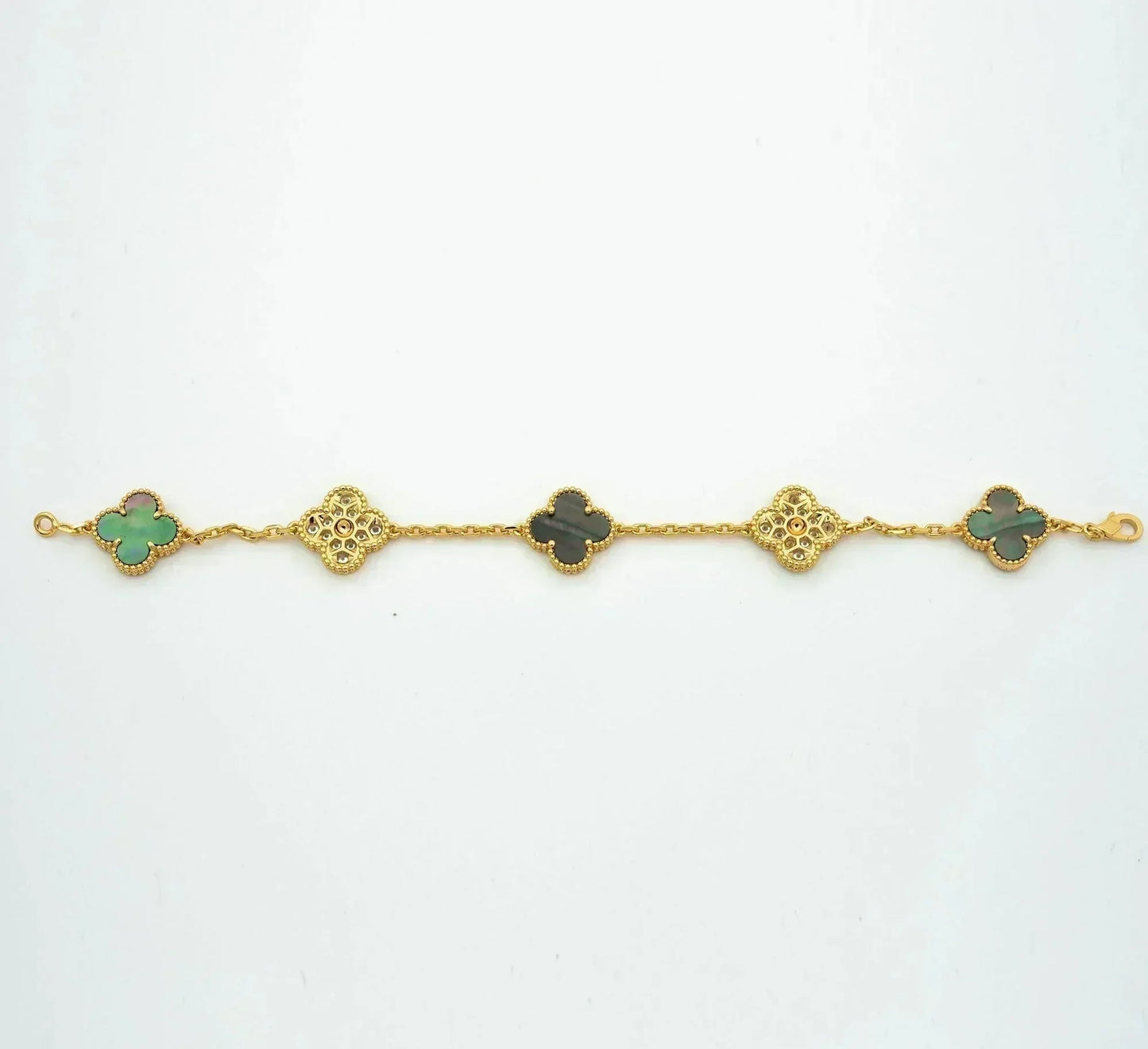 [Vintora] CLOVER 5 MOTIF GRAY MOP BRACELET COLLECTION