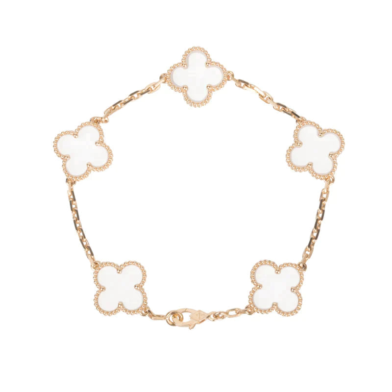 [Vintora]CLOVER 5 MOTIF ROCK CRYSTAL BRACELET