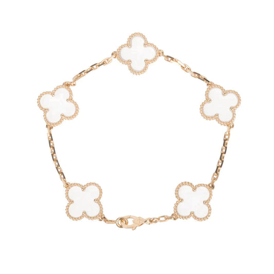 [Vintora]CLOVER 5 MOTIF ROCK CRYSTAL BRACELET