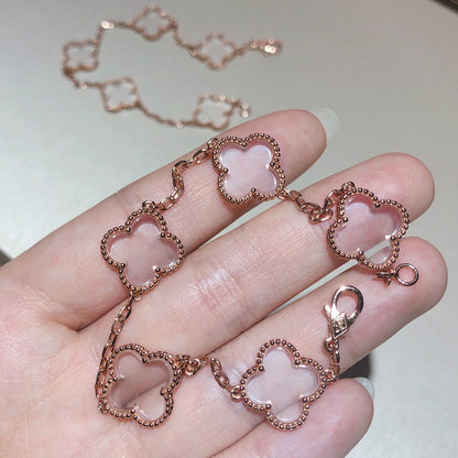 [Vintora]CLOVER 5 MOTIF ROCK CRYSTAL BRACELET