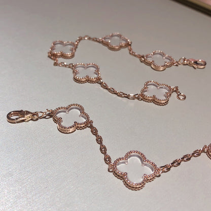 [Vintora]CLOVER 5 MOTIF ROCK CRYSTAL BRACELET