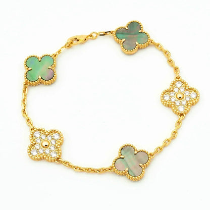 [Vintora] CLOVER 5 MOTIF GRAY MOP BRACELET COLLECTION