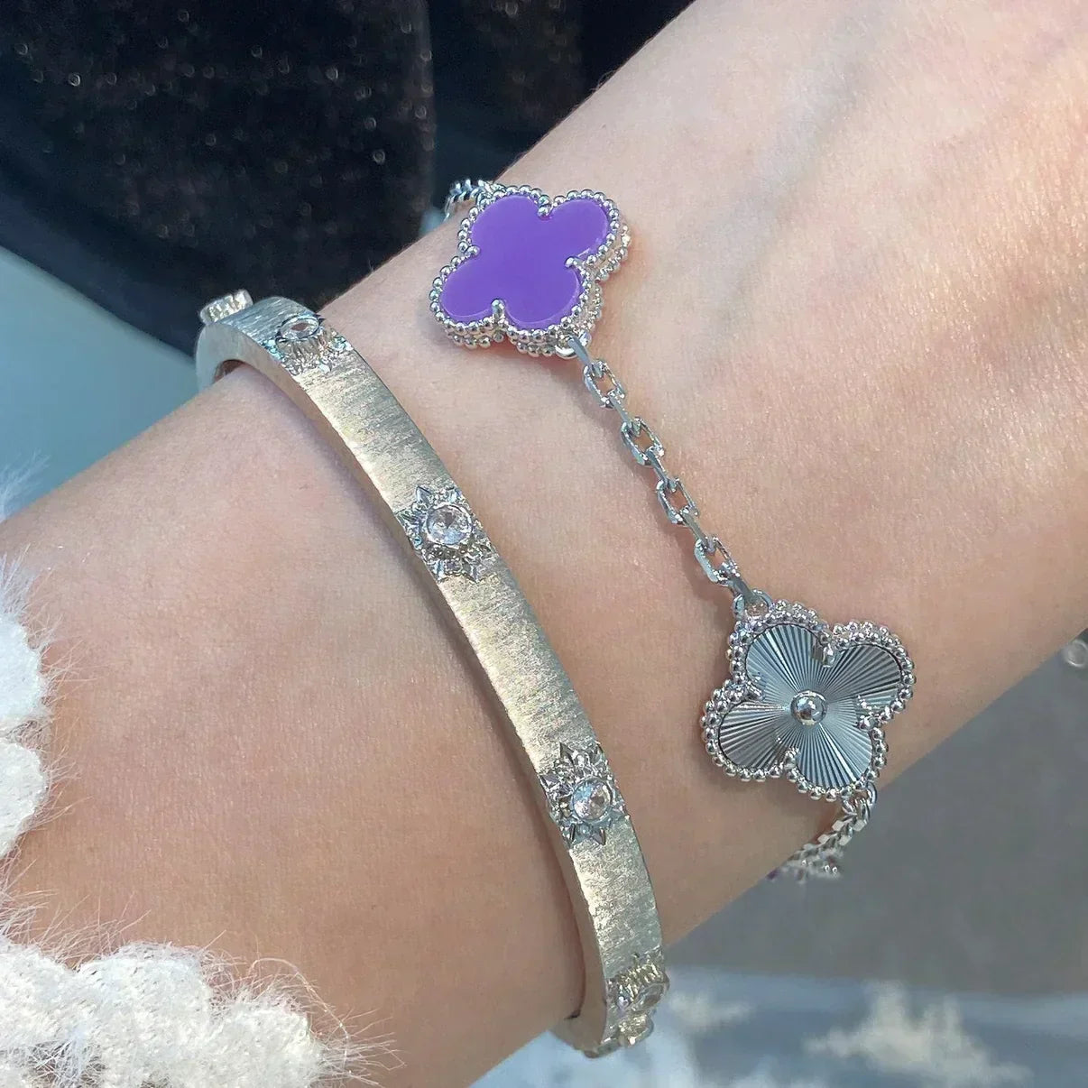 [Vintora] CLOVER 5 MOTIF VIOLET BRACELET COLLECTION