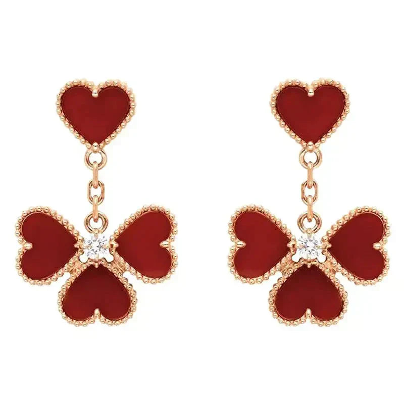 [Vintora]SWEET CLOVER CARNELIAN EARRINGS