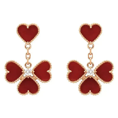 [Vintora]SWEET CLOVER CARNELIAN EARRINGS