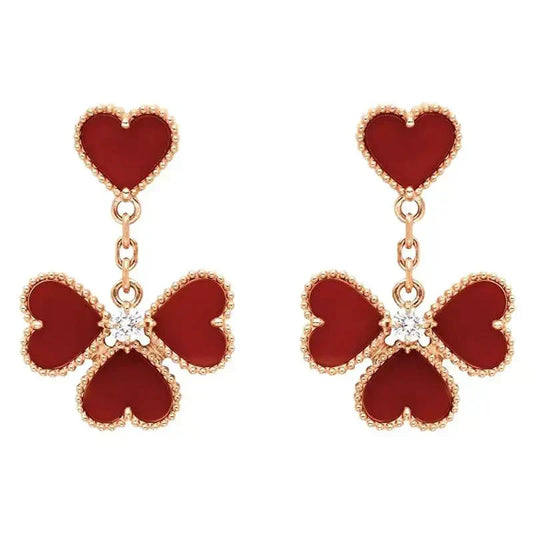 [Vintora]SWEET CLOVER CARNELIAN EARRINGS