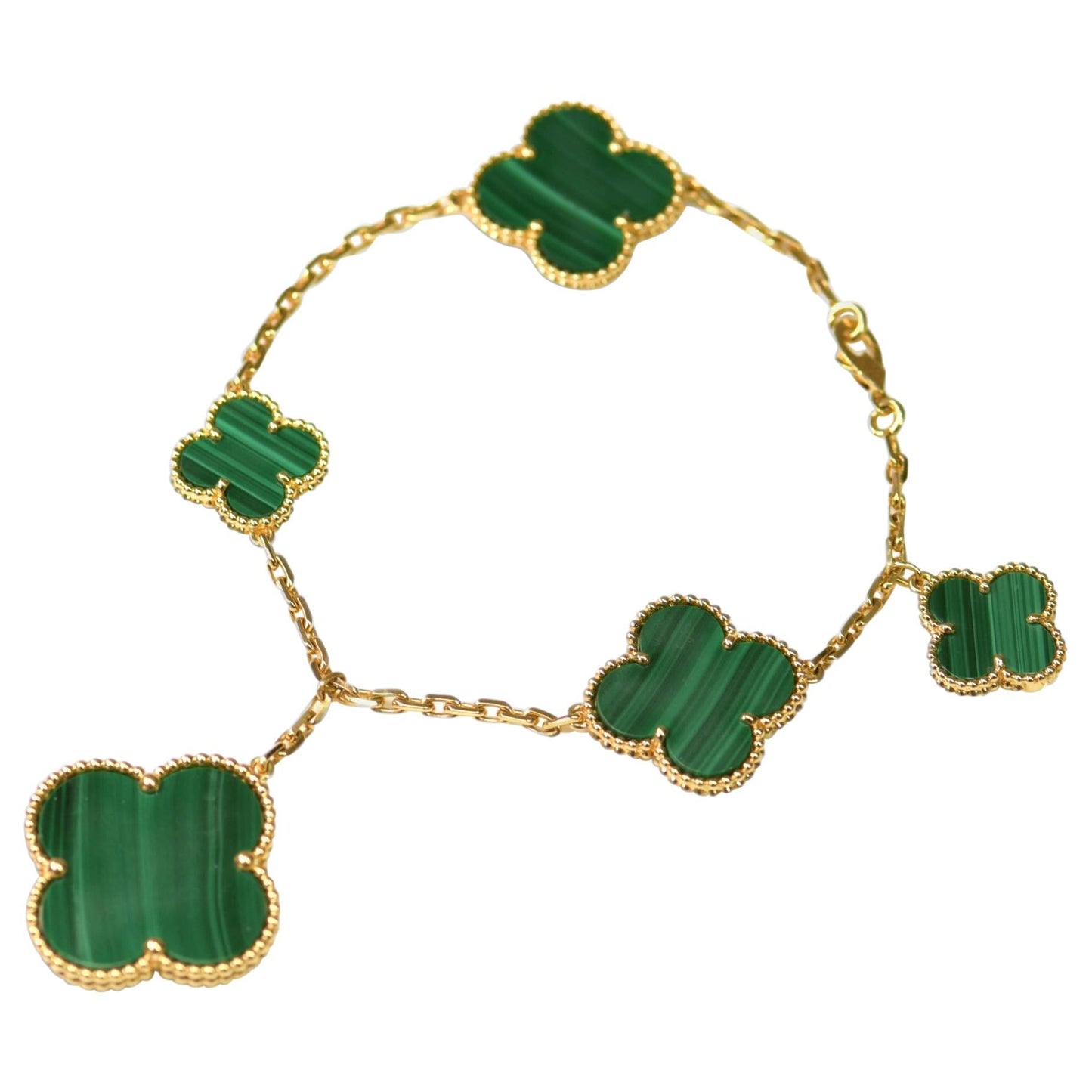 [Vintora]MAGIC CLOVER MALACHITE GOLD BRACELET 5 MOTIFS