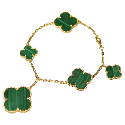 [Vintora]MAGIC CLOVER MALACHITE GOLD BRACELET 5 MOTIFS