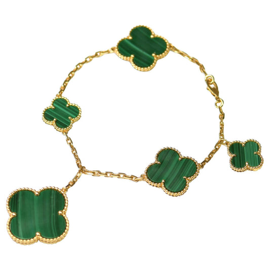 [Vintora]MAGIC CLOVER MALACHITE GOLD BRACELET 5 MOTIFS