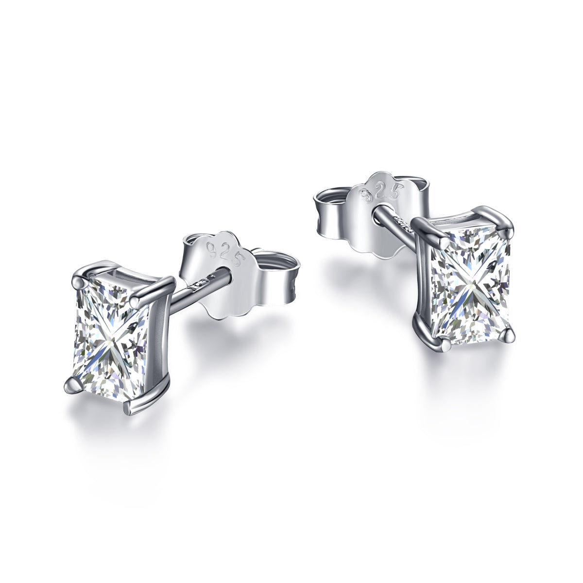 [Vintora Jewelry]Stylish Shiny Rectangular Center Stone Stud Earrings