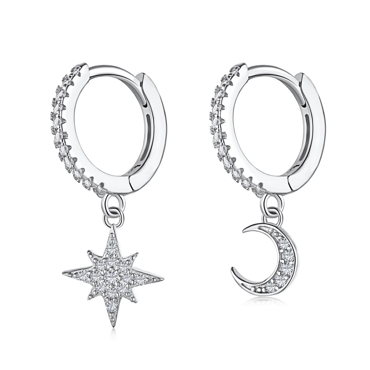 [Vintora Jewelry]Star and Moon Asymmetric Earrings