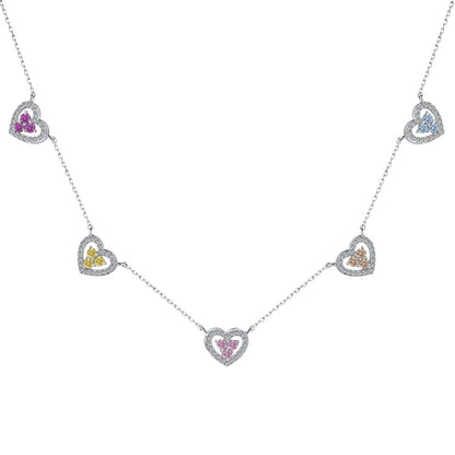 [Vintora Jewelry]Sparkling Five Heart Necklace
