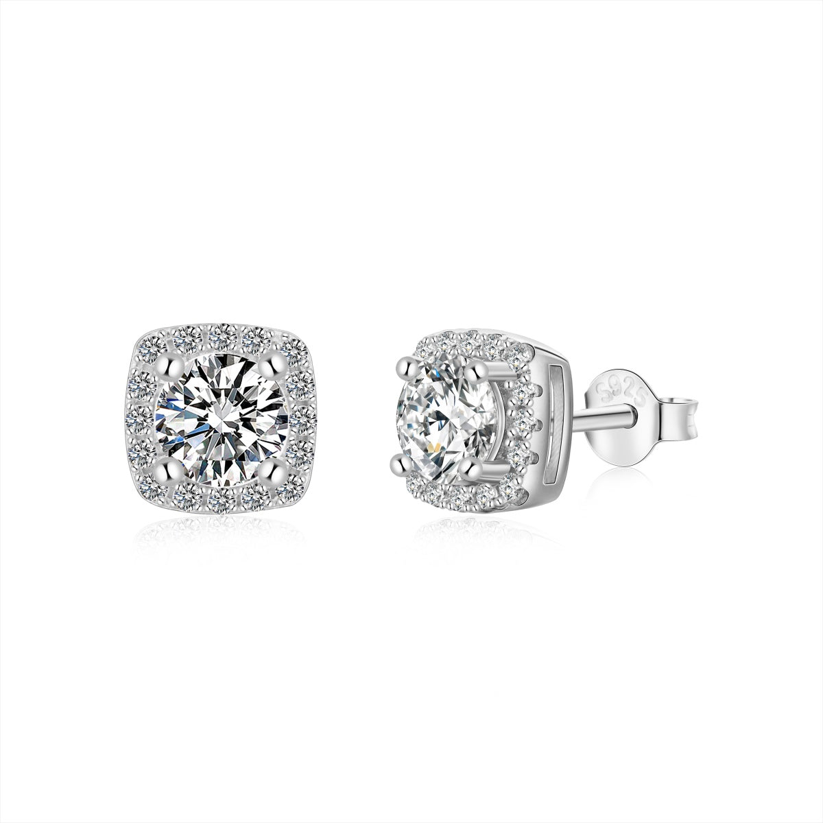 [Vintora Jewelry]Classic Round Center Stone Stud Earrings