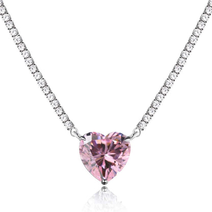 [Vintora Jewelry]8.0 Carat Versatile Colorful Sweet Heart-Shaped Tennis Necklace