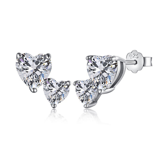 [Vintora Jewelry]Double Heart-Shape Classic Princess Style Earrings