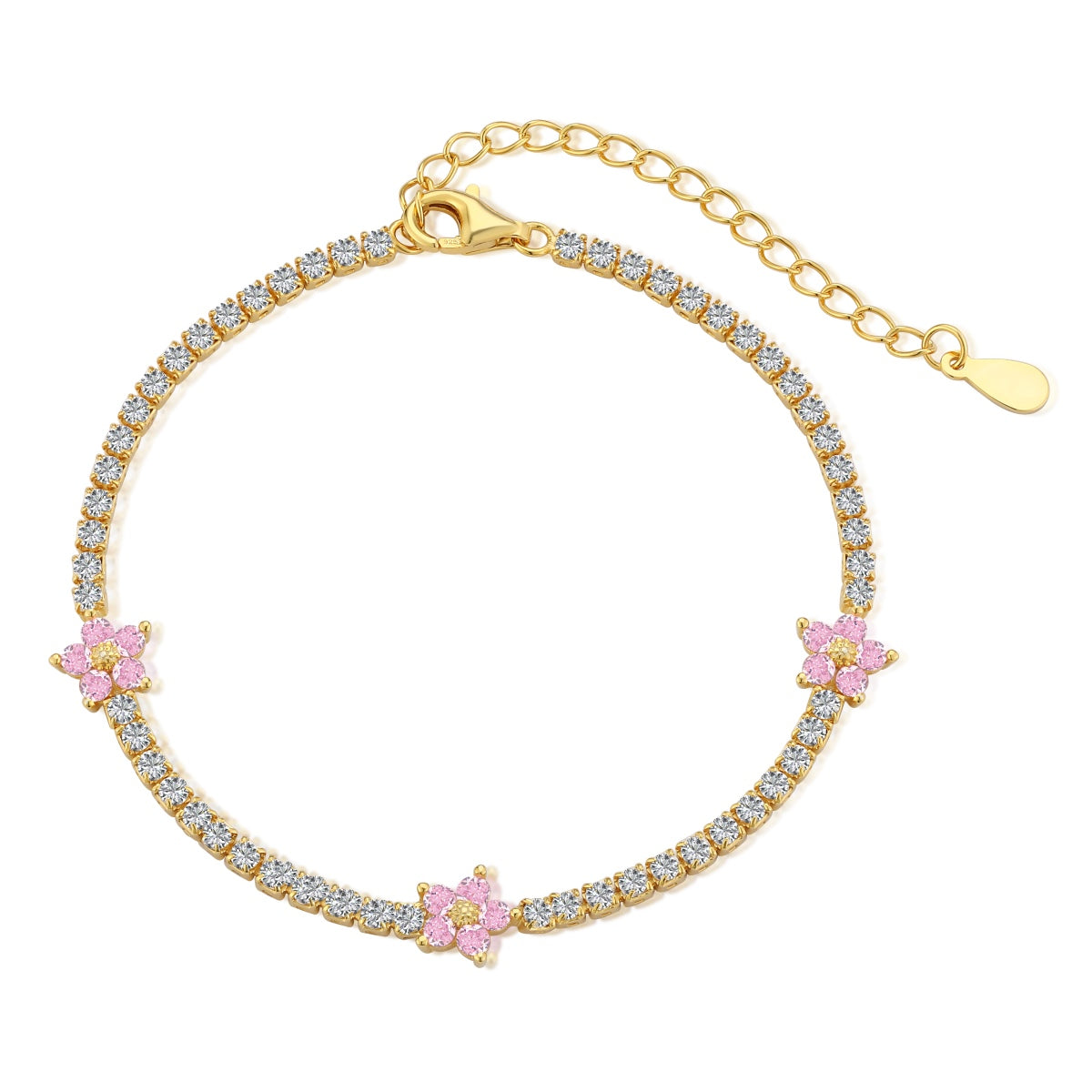 [Vintora Jewelry]Sparkling Flower Shape Tennis Bracelet