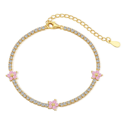 [Vintora Jewelry]Sparkling Flower Shape Tennis Bracelet