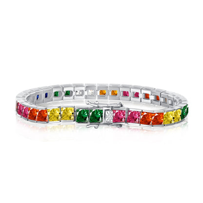 [Vintora Jewelry]Radiant Colorful Princess Cut Tennis Bracelet