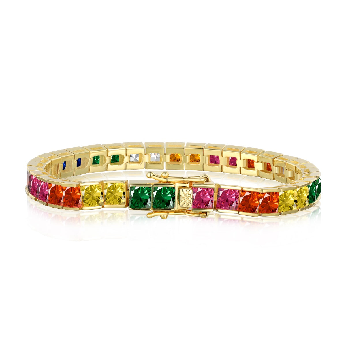 [Vintora Jewelry]Radiant Colorful Princess Cut Tennis Bracelet
