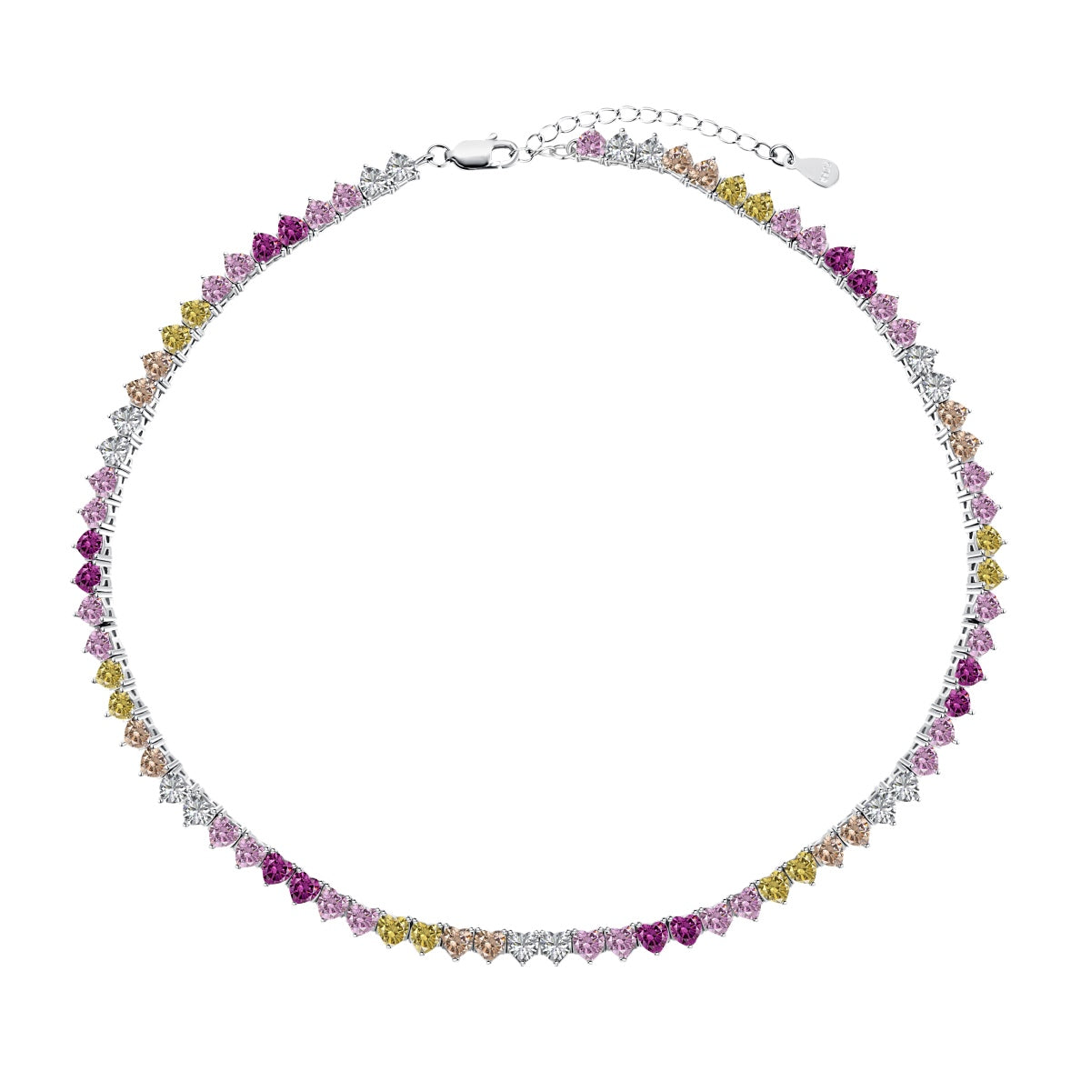 [Vintora Jewelry]Sparkling Colorful Full Heart Tennis Necklace