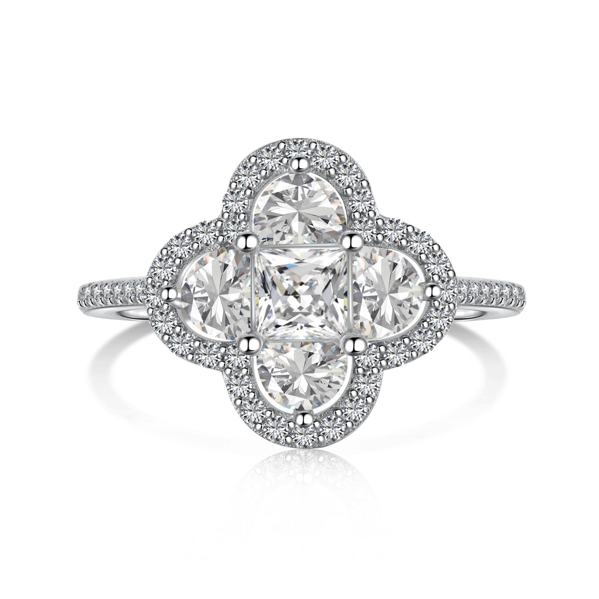 [Vintora Jewelry]Luxurious Eternity Flower Shape Banquet Ring