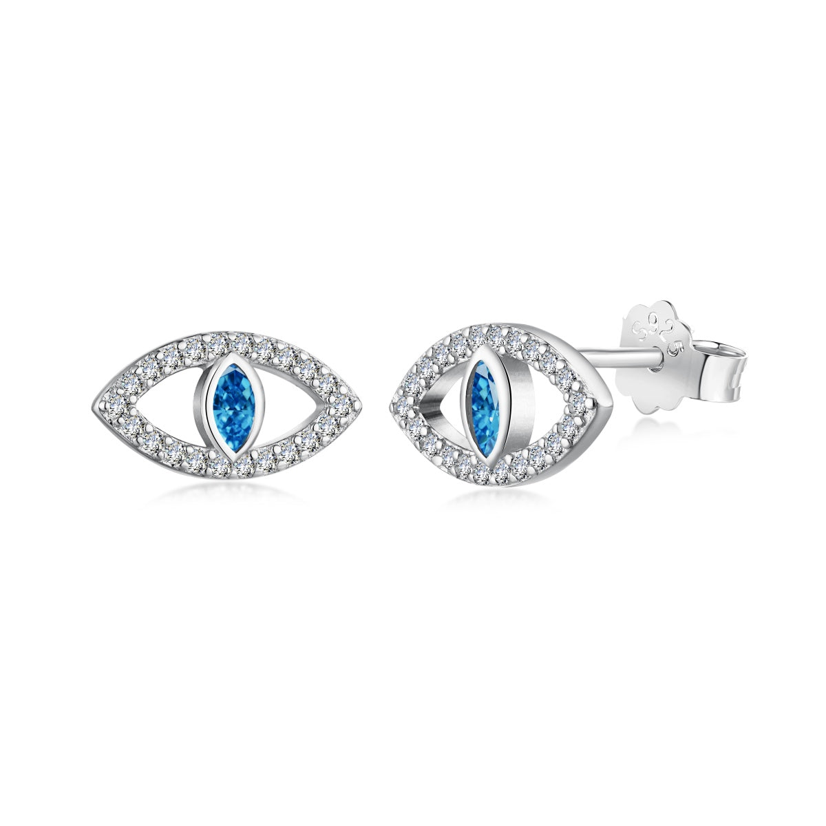 [Vintora Jewelry]Blue Devil Eyes Hollow Stud Earrings
