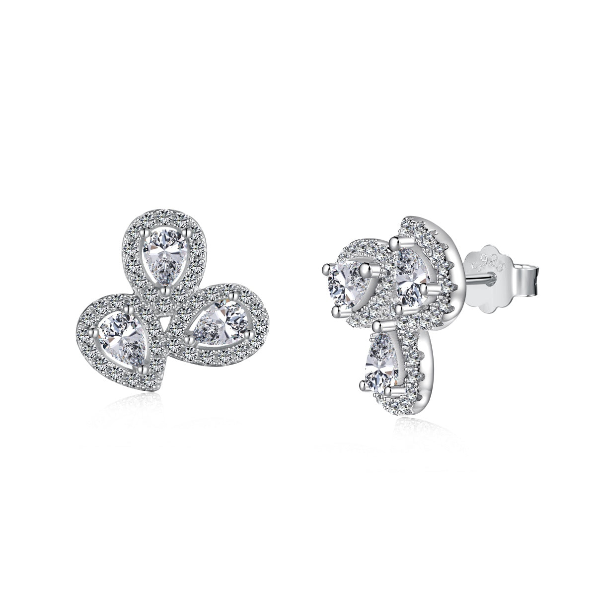 [Vintora Jewelry]Ornate Flower Shape Pear Cut Lover Earrings