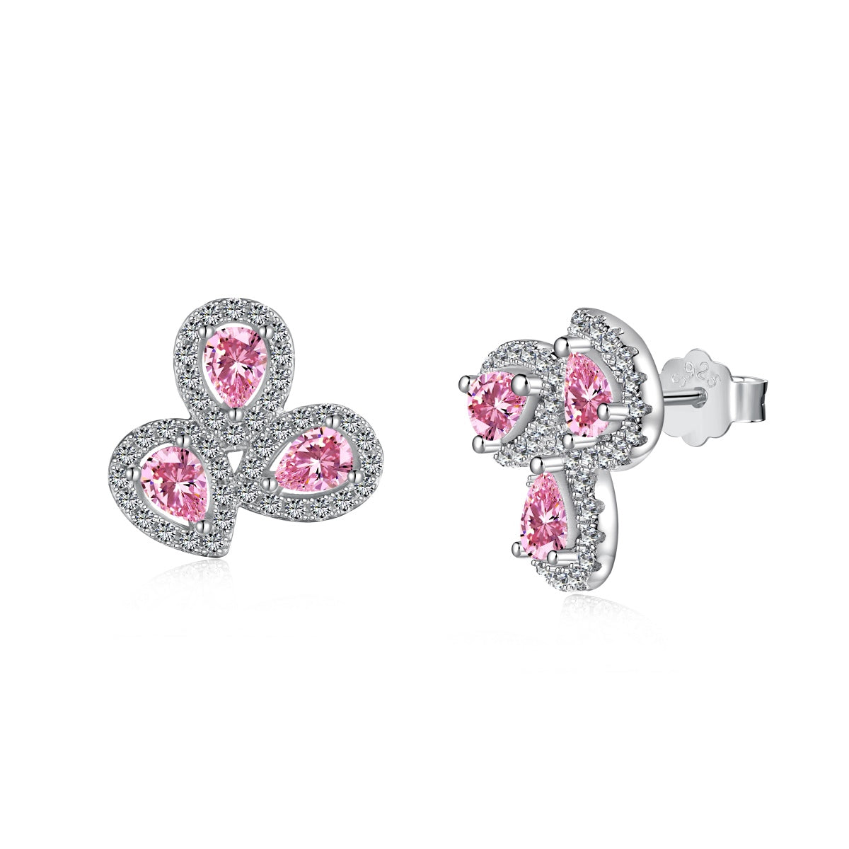 [Vintora Jewelry]Ornate Flower Shape Pear Cut Lover Earrings