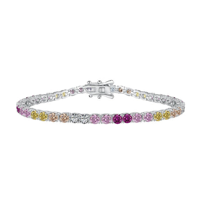 [Vintora Jewelry]Radiant Colorful Round Cut Tennis Bracelet