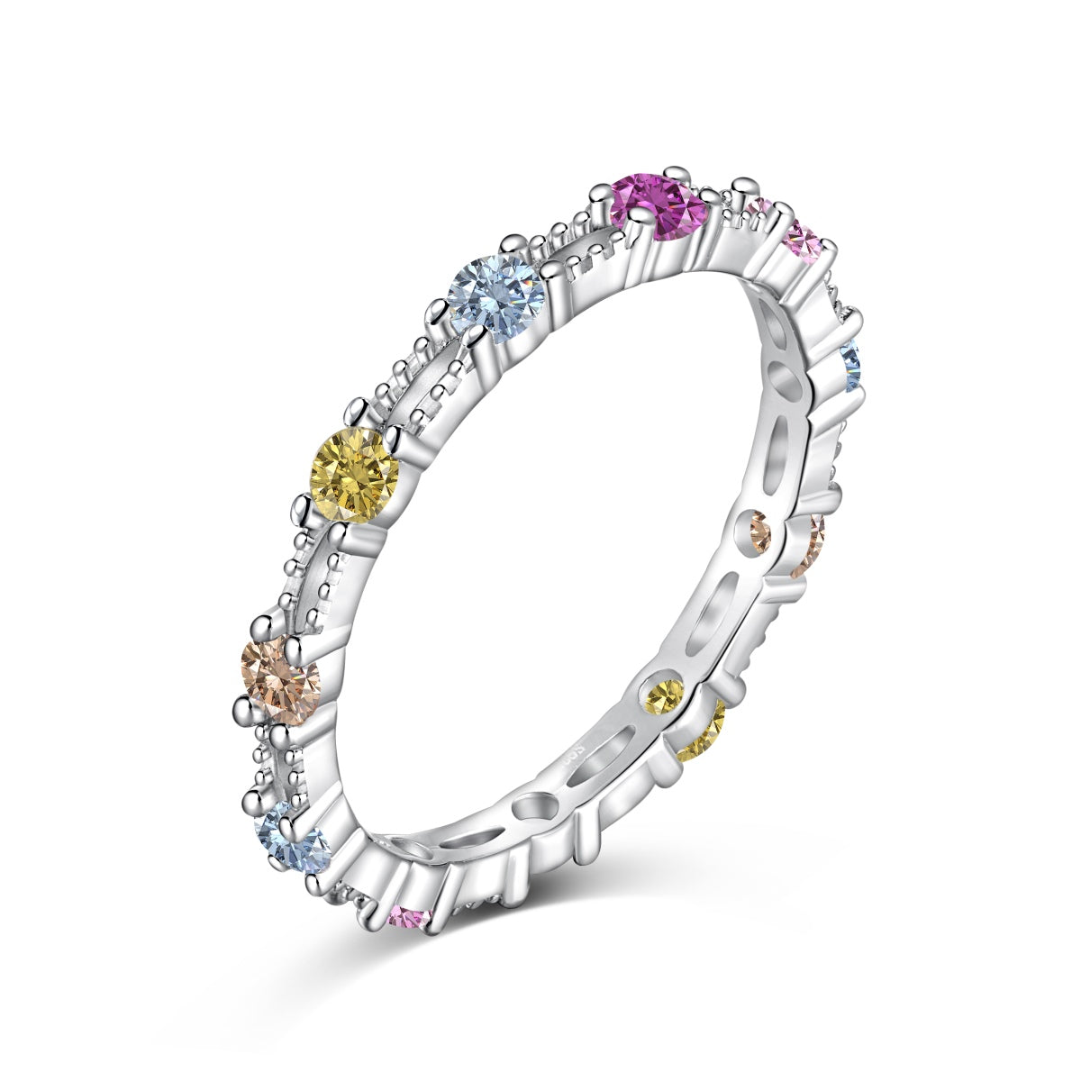 [Vintora Jewelry]Sparkling Colorful Round Cut Tennis Ring