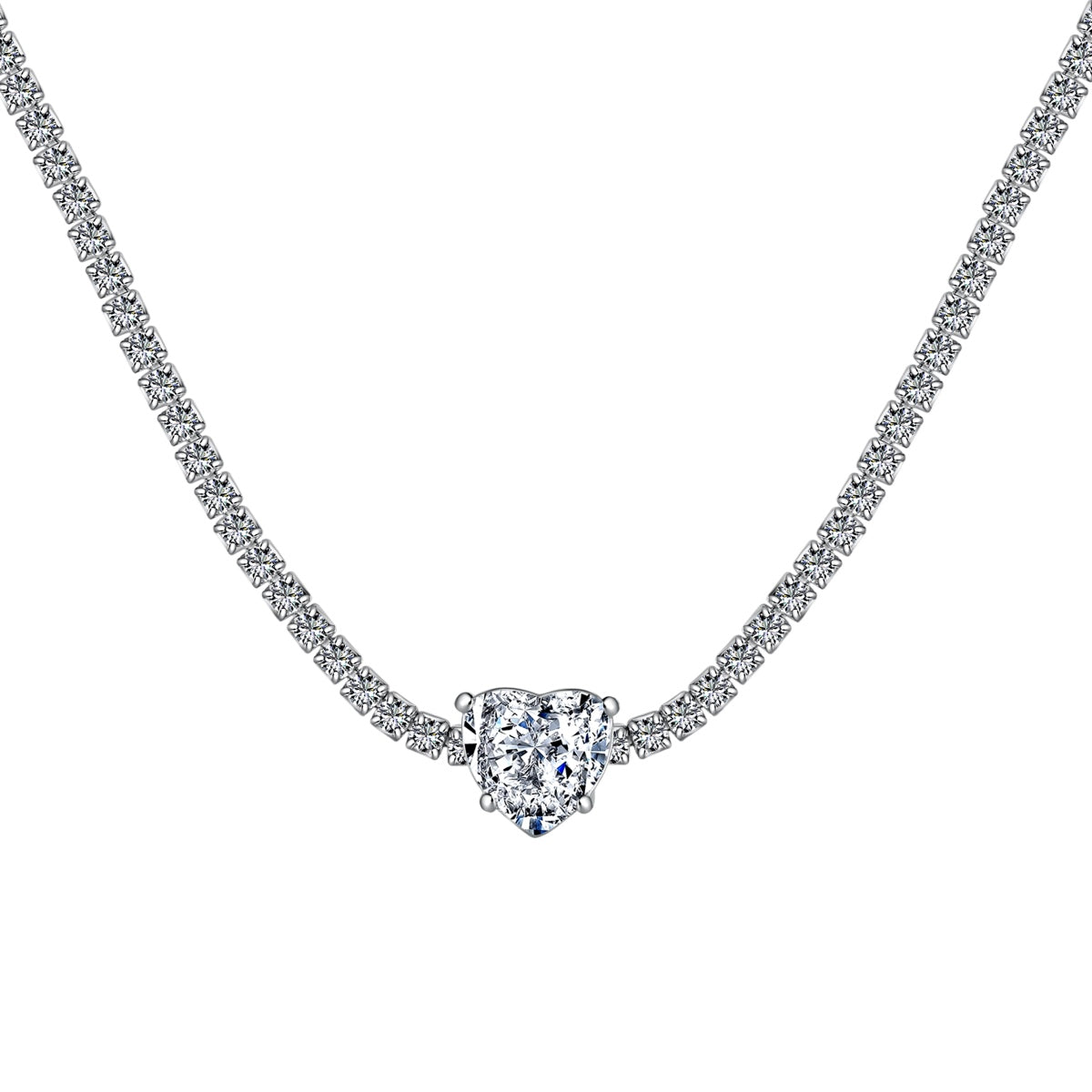 [Vintora Jewelry]2.0 Carat Sparkling Tennis Heart Cut Necklace