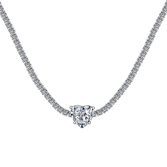 [Vintora Jewelry]2.0 Carat Sparkling Tennis Heart Cut Necklace