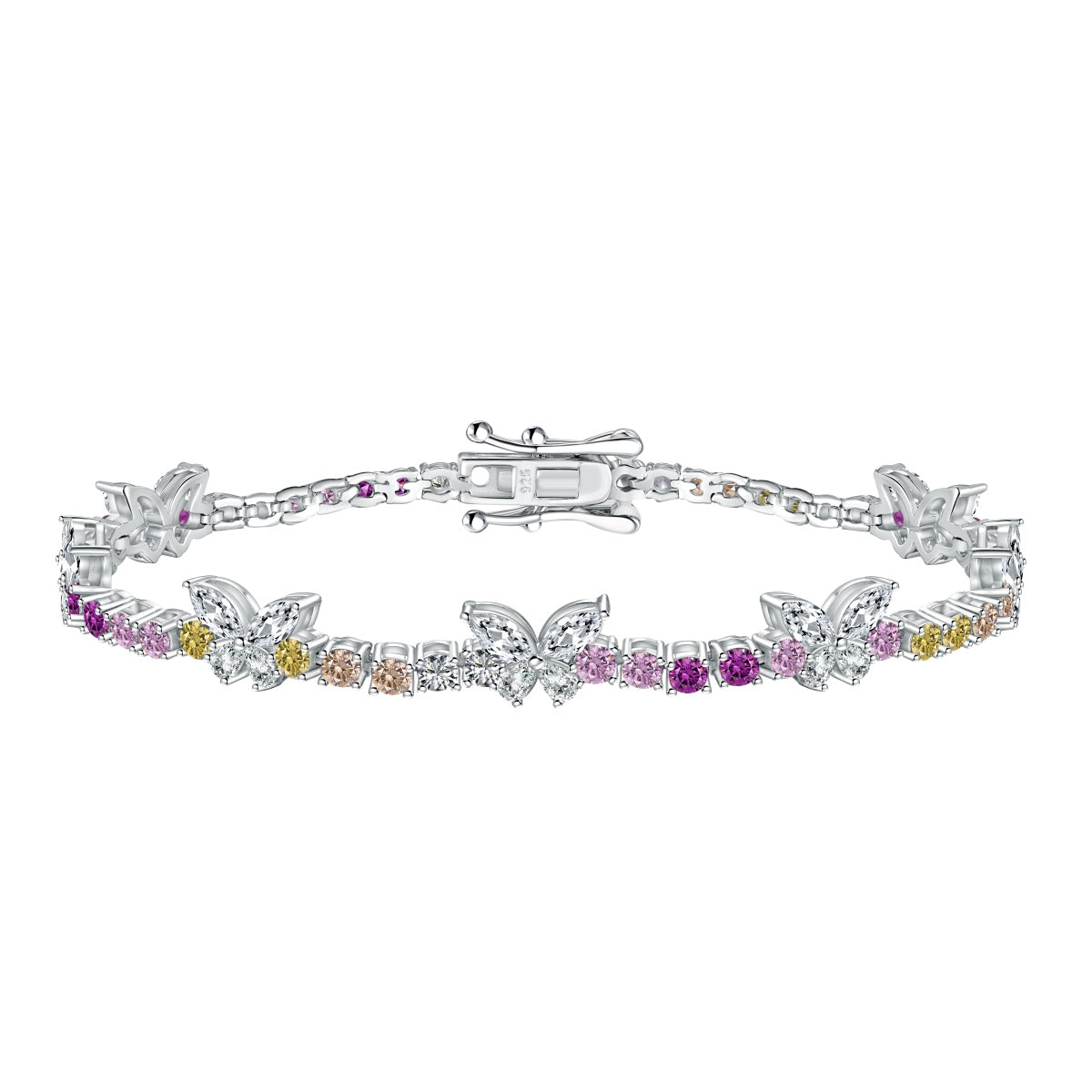 [Vintora Jewelry]Ornate Colorful Butterfly Shape Round Cut Daily Bracelet