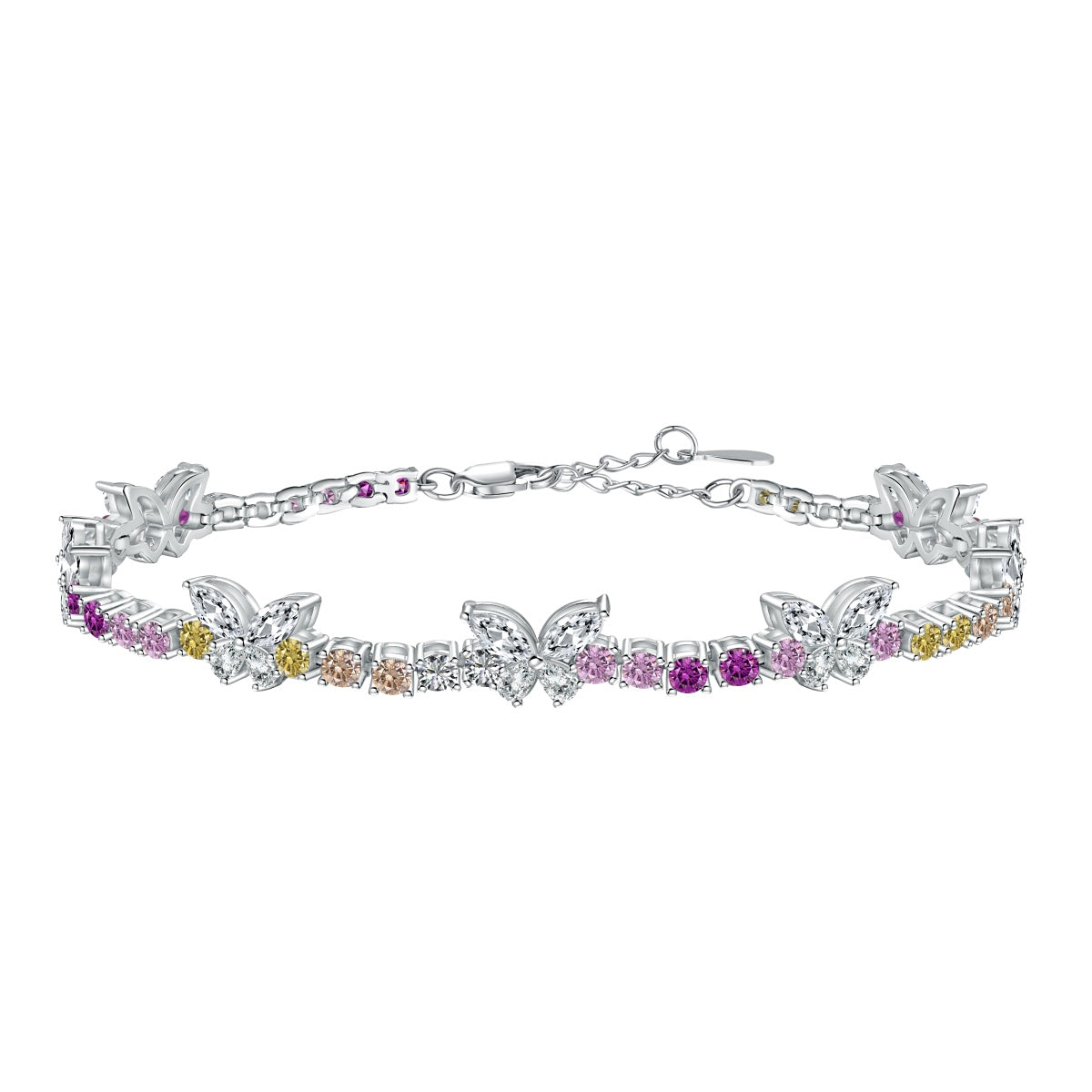 [Vintora Jewelry]Ornate Colorful Butterfly Shape Round Cut Daily Bracelet