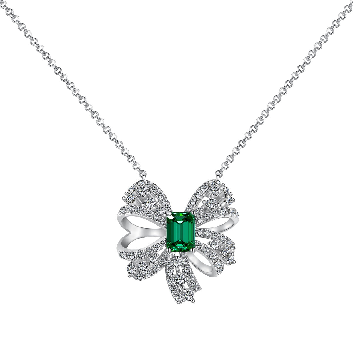 [Vintora Jewelry]Luxurious Flower Shape Emerald Cut Necklace