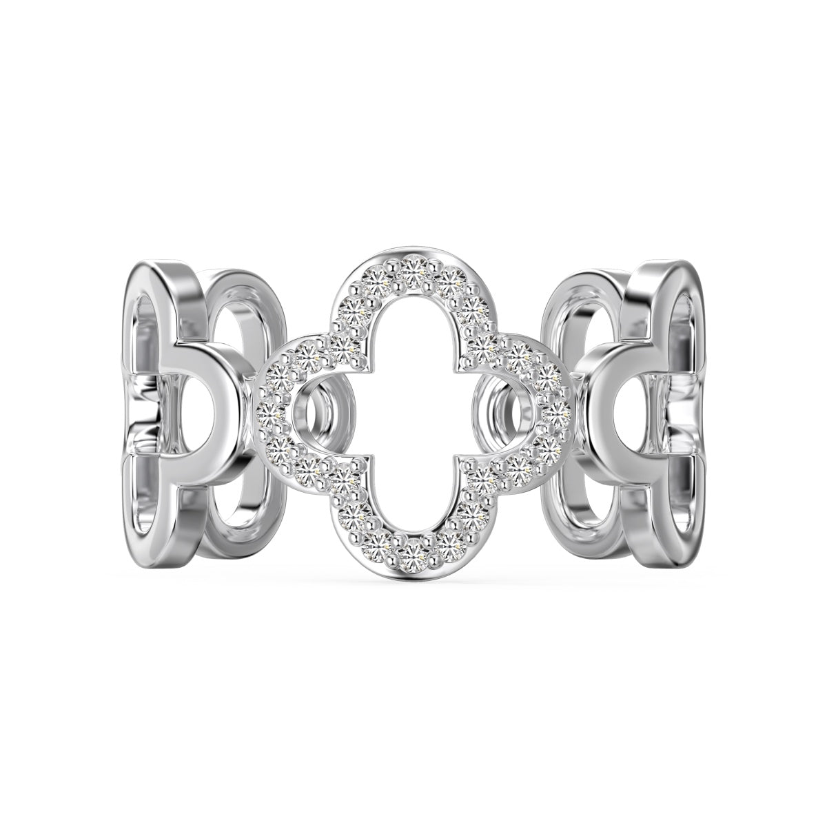 [Vintora Jewelry]Hollow Design Four-Leaf Clover Flower Shape Ring
