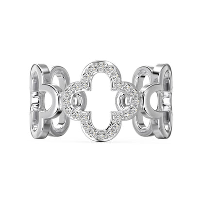 [Vintora Jewelry]Hollow Design Four-Leaf Clover Flower Shape Ring