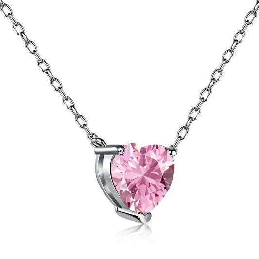 [Vintora Jewelry]Heart Shape Main Stone Pendant Collarbone Necklace