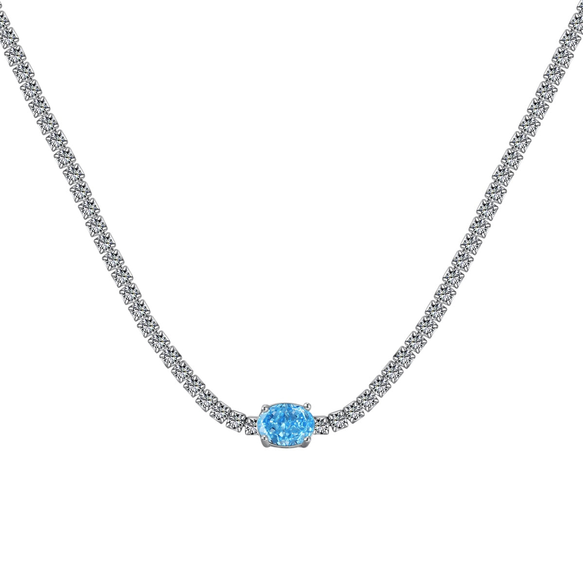 [Vintora Jewelry]1.0 Carat Shining Oval Cut Necklace