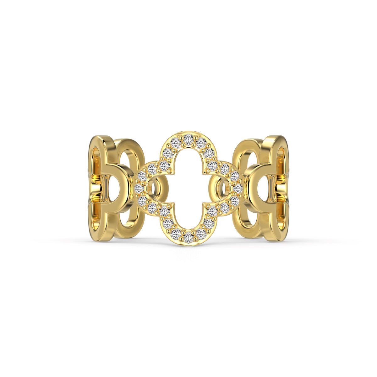 [Vintora Jewelry]Hollow Design Four-Leaf Clover Flower Shape Ring