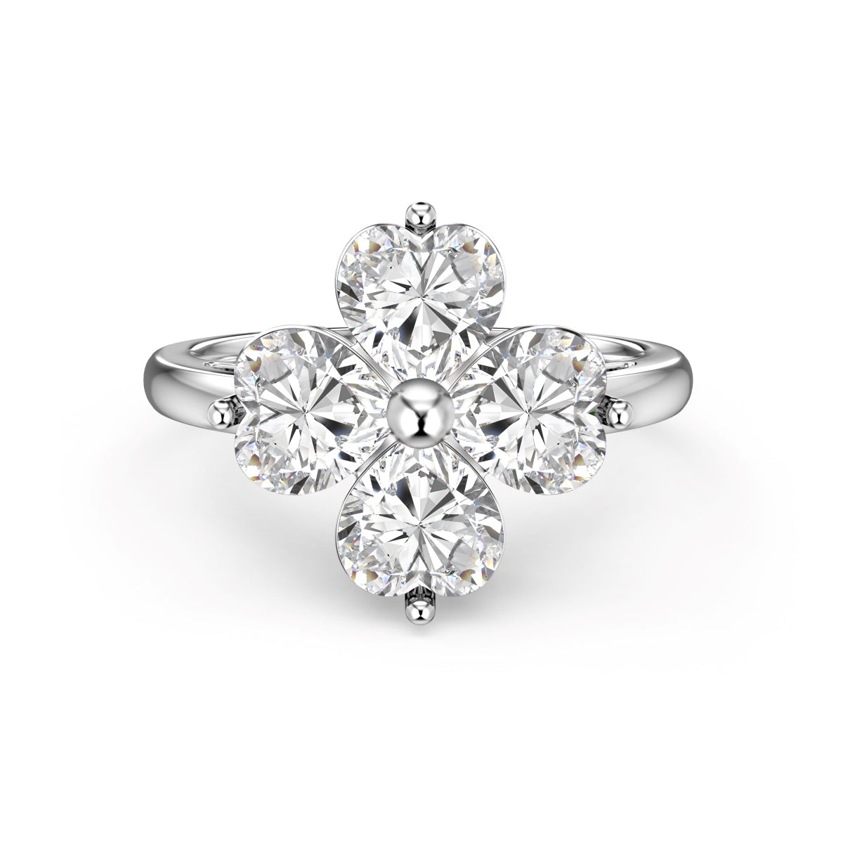 [Vintora Jewelry]Heart-shaped Four-Leaf Clover Ball Ring