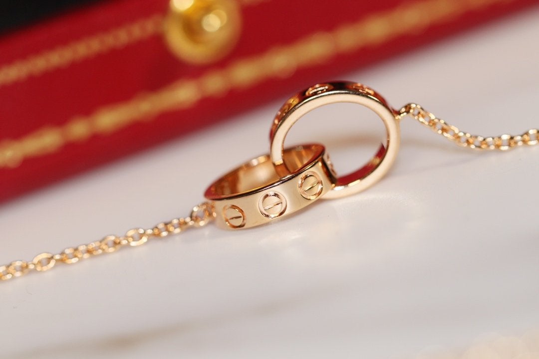 [Vintora]LOVE NECKLACE PINK GOLD AND SILVER