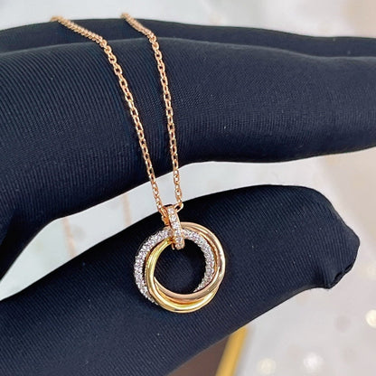 [Vintora]TRINITY NECKLACE SILVER GOLD PINK GOLD DIAMONDS