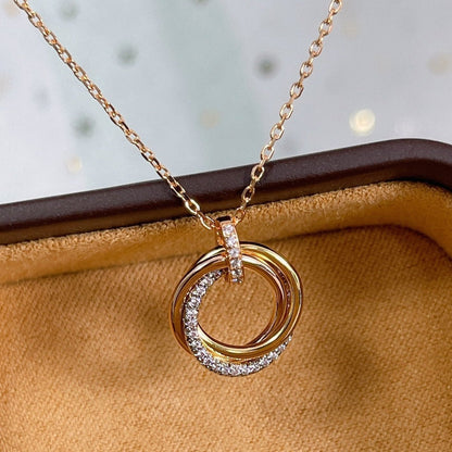 [Vintora]TRINITY NECKLACE SILVER GOLD PINK GOLD DIAMONDS