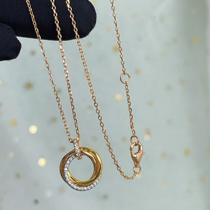 [Vintora]TRINITY NECKLACE SILVER GOLD PINK GOLD DIAMONDS
