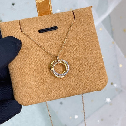 [Vintora]TRINITY NECKLACE SILVER GOLD PINK GOLD DIAMONDS